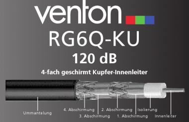 Koaxialkabel Venton 120 dB 4-fach geschirmt (Kupfer-Innenleiter) 