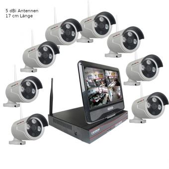 IP-Funkkamerasystem mit 8 Kameras, 10 Zoll Monitor 