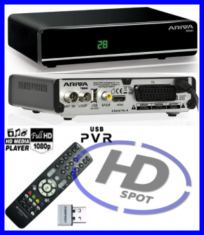 Ferguson Ariva T650i HDTV-Receiver für DVB-T mit Wi-Fi Adapter und HDMI-Kabel 