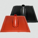 Dachsparrenhalter Stahl (verzinkt) mit Dachziegel aus Aluminium/Kunststoff in rot und passende Universal Gummitülle 