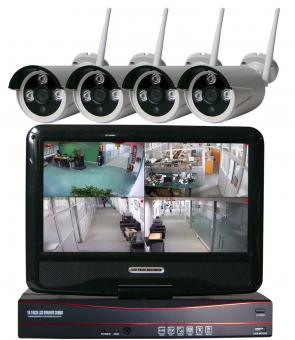 Funkkamerasystem HD mit 4 Kameras IP-Funktion und 10 Zoll FHD Monitor 